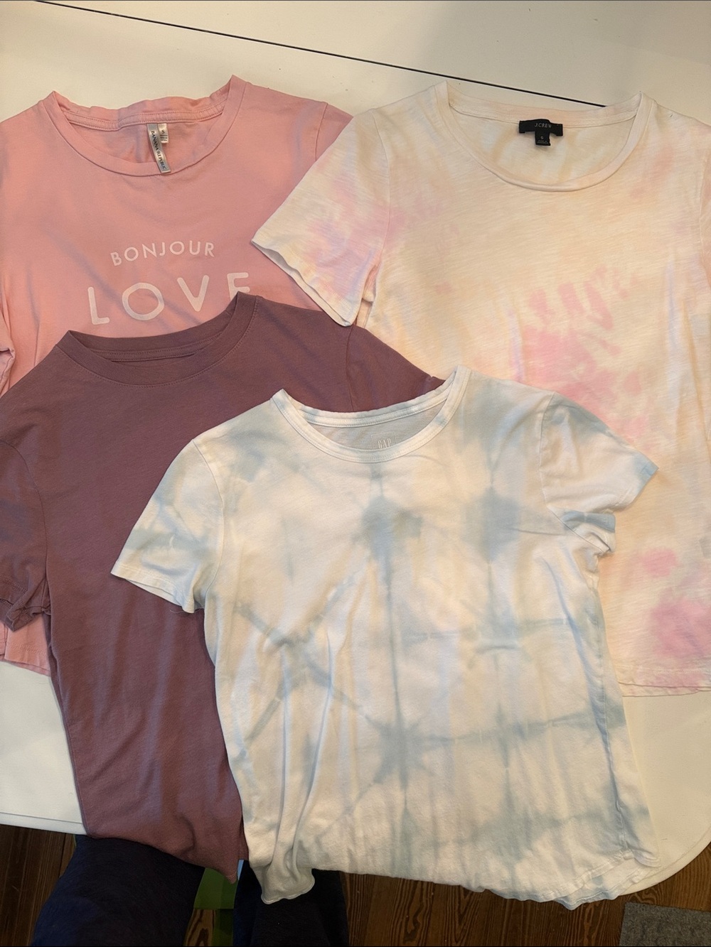 J. Crew, Banana Republic etc.Short Sleeve Tee Set in Pink, Mauve, Blue and Cream
